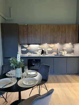 Ein Sitzbereich in der Unterkunft Zentrales Dachgeschoss-Apartment Augustenstraße