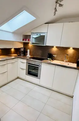 Küche/Küchenzeile in der Unterkunft Ferienwohnung Spitzenblick Gentes