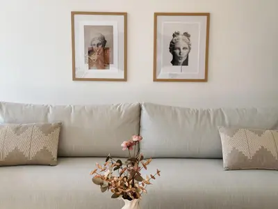 Ein Sitzbereich in der Unterkunft Flow Living I Stilvolles Apartment am Tegernsee I Bergblick I 5 Min zum See
