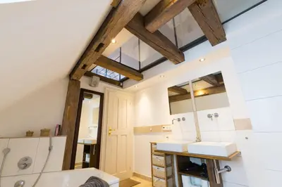 Küche/Küchenzeile in der Unterkunft Ferienwohnung im Bortenmacherhaus