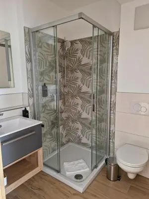 Ein Badezimmer in der Unterkunft Gästehaus Paartal