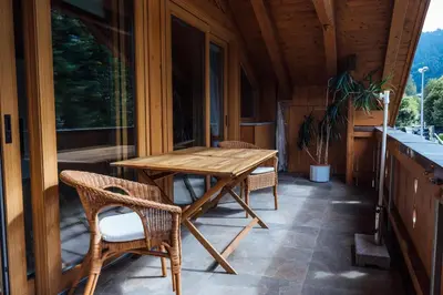 Ein Balkon oder eine Terrasse in der Unterkunft Ferienwohnungen Zur Wally, Apartment Sunnig