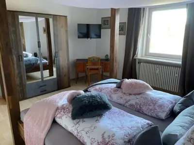 Ein Bett oder Betten in einem Zimmer der Unterkunft Sky bed and wood stove appartment