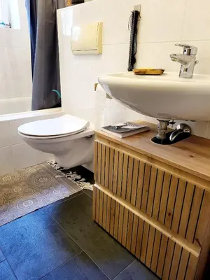 Ein Badezimmer in der Unterkunft Die Waldmeisterei