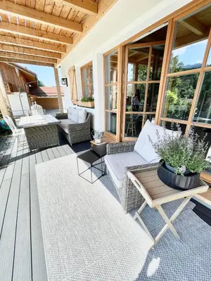 Ein Balkon oder eine Terrasse in der Unterkunft Ferienwohnung Dahoam