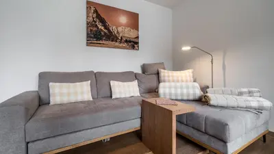 Ein Sitzbereich in der Unterkunft Mountain Lodge