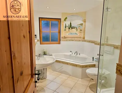 Ein Badezimmer in der Unterkunft Ferienwohnung Soiernseelig
