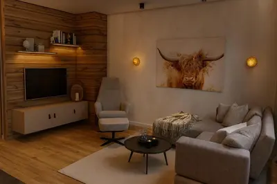 Ein Sitzbereich in der Unterkunft Ferienwohnung Tenne - Weissnhof