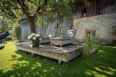 Ein Garten an der Unterkunft Ferienwohnung Tenne - Weissnhof