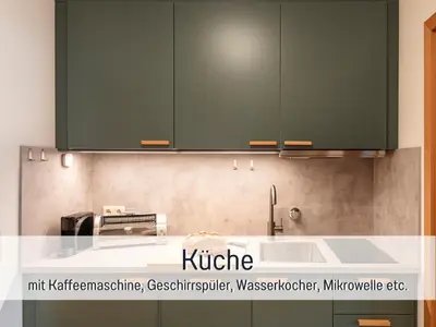 Küche/Küchenzeile in der Unterkunft Alpenstudio Sachrang - Terrasse & Bergblick - Ruhe & Natur pur