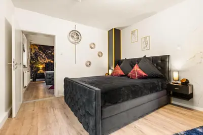 Ein Sitzbereich in der Unterkunft Stilvolles Wohlfühl-Apartment mit Balkon