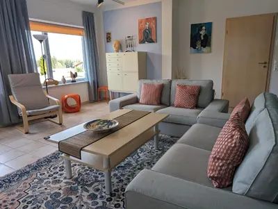 Ein Sitzbereich in der Unterkunft Ferienwohnung Am Schlössle