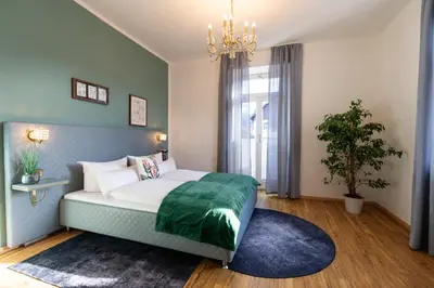 Ein Bett oder Betten in einem Zimmer der Unterkunft Höllental heritage house - Zugspitzblick - 3