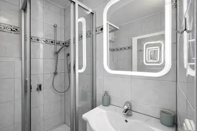 Grundriss der Unterkunft Stilvolles Apartment für bis zu 4 Gäste - Küche & Balkon