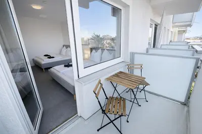 Grundriss der Unterkunft Stilvolles Apartment für bis zu 4 Gäste - Küche & Balkon