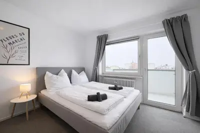 Grundriss der Unterkunft Stilvolles Apartment für bis zu 4 Gäste - Küche & Balkon