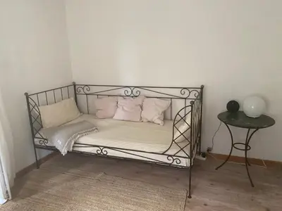 Ein Bett oder Betten in einem Zimmer der Unterkunft Ferienwohnung mit Blick ins Grüne