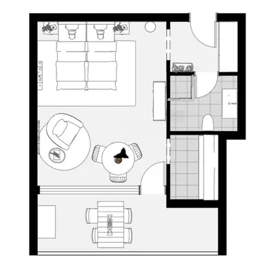 Grundriss der Unterkunft Pittino Gartensuite 03 in zweiter Seereihe Ammersee