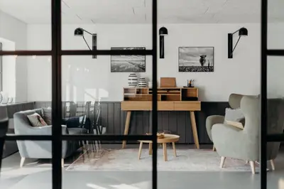 Ein Sitzbereich in der Unterkunft GRUNDLERS - Gästehaus am See