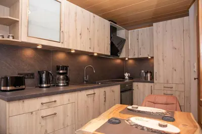 Küche/Küchenzeile in der Unterkunft Ferienwohnung beim Rehberg