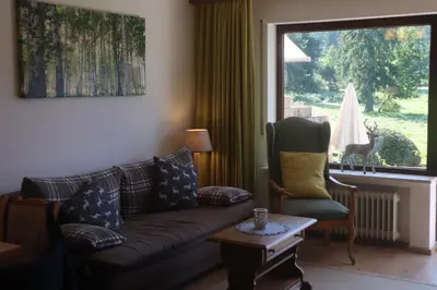 Ein Sitzbereich in der Unterkunft Apartment Zugspitz