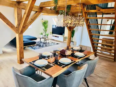 Ein Sitzbereich in der Unterkunft EDEN - Penthouse-Loft über den Dächern Kaufbeurens