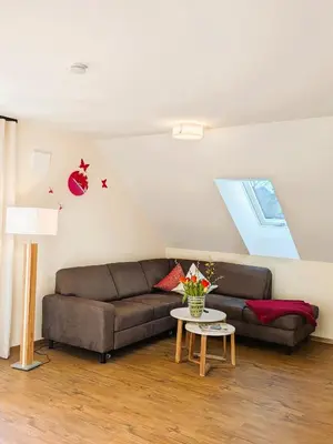 Ein Sitzbereich in der Unterkunft Haus am Mühlenweg - neue, sonnendurchflutete Appartements mit Aufzug und Tiefgarage - barrierefrei