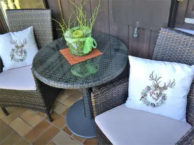 Ein Sitzbereich in der Unterkunft Apartment Bergschlössl in Oberaudorf by Interhome