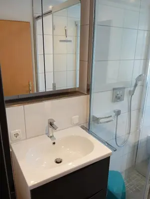 Ein Badezimmer in der Unterkunft Ferienwohnung Lechwiese Lechbruck Allgäu Ostallgäu