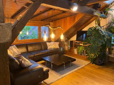 Ein Sitzbereich in der Unterkunft BLUELAND Loft