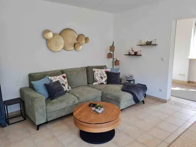 Ein Sitzbereich in der Unterkunft Ferienwohnung Katja II mit Kramerblick