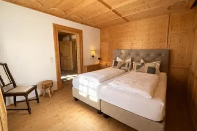 Ein Bett oder Betten in einem Zimmer der Unterkunft Landhaus No 12 mit privater Sauna