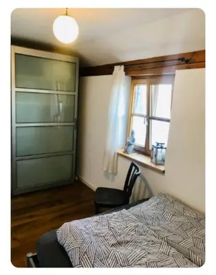 Ein Bett oder Betten in einem Zimmer der Unterkunft Schöne helle 45 qm, 2-Zi Whg voll ausgestattet in Waal - Ostallgäu