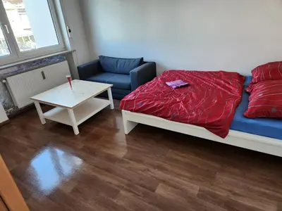 Ein Bett oder Betten in einem Zimmer der Unterkunft Einfache 1-Zimmer Wohnung in Bad Wörishofen