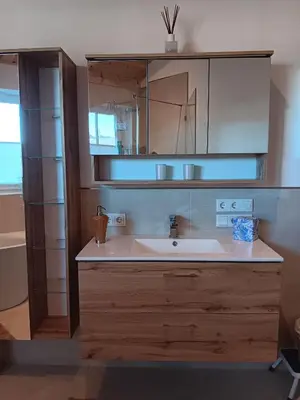 Ein Badezimmer in der Unterkunft Haus Almblick