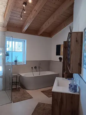 Ein Badezimmer in der Unterkunft Haus Almblick
