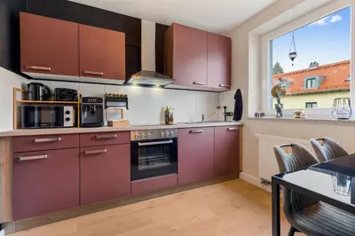 Küche/Küchenzeile in der Unterkunft Wohlfühl- und Workout Appartement mit Balkon