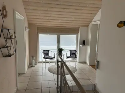 Ein Sitzbereich in der Unterkunft Gemütliche Wohnung in Baldham bei München