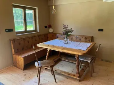 Ein Sitzbereich in der Unterkunft Hütte im Moor