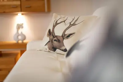 Ein Bett oder Betten in einem Zimmer der Unterkunft Panoramagarten mit einem Traum Blick