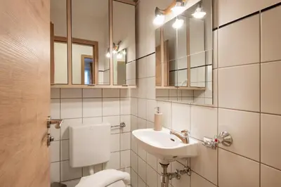 Ein Badezimmer in der Unterkunft Panoramagarten mit einem Traum Blick
