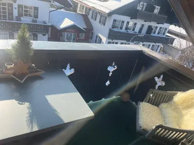 Ein Balkon oder eine Terrasse in der Unterkunft Alpspitzblick Riedel