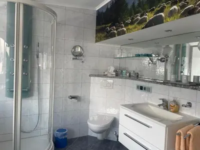 Ein Badezimmer in der Unterkunft Alpspitzblick Riedel