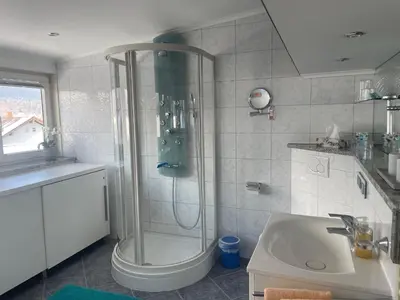 Ein Badezimmer in der Unterkunft Alpspitzblick Riedel