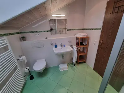 Ein Badezimmer in der Unterkunft Zugspitze 67 mit SAUNA in Farchant bei Garmisch-Partenkirchen