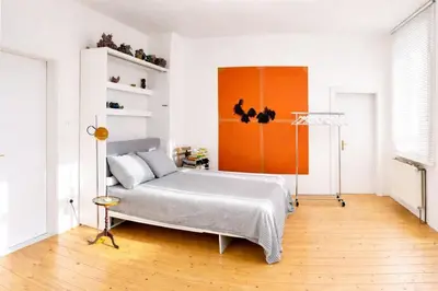 Ein Bett oder Betten in einem Zimmer der Unterkunft Wohnatelier Stehle mit Whirlpool