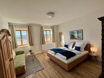 Ein Bett oder Betten in einem Zimmer der Unterkunft Weidenhof Waldherr