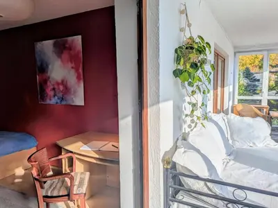 Ein Bett oder Betten in einem Zimmer der Unterkunft Wohnen im Voralpenland