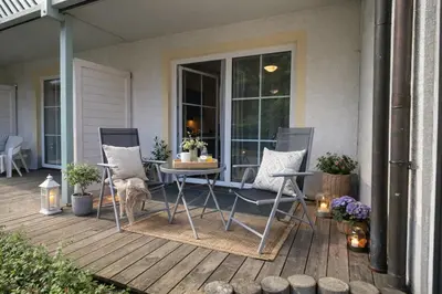 Ein Patio oder anderer Außenbereich in der Unterkunft Wohnen am Fuße der Burg