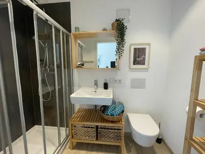 Ein Badezimmer in der Unterkunft Ferienwohnung am Kienbach